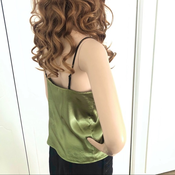 Guess Olive Green Satiny V-Neck Camisole Top - Picture 7 of 14